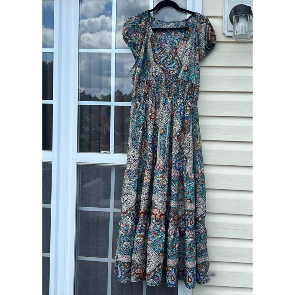 SHEIN Silver Gray Maxi Sundress with Flutter Cap Sleeves